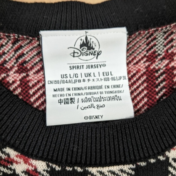 NWT! Disney World Holiday Plaid Mickey Spirit Jersey Sweater Red Black Size L - Picture 4 of 14
